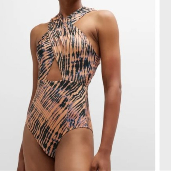 Ulla Johnson The Keiran Maillot One Piece Cutout Fig Swimsuit XL Beach Vacation - Picture 2 of 8